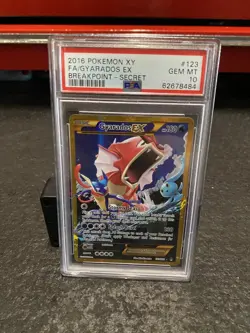 2016 POKEMON XY BREAKPOINT GYARADOS EX #123 PSA 10 SECRET RARE FULL ART - Image 1