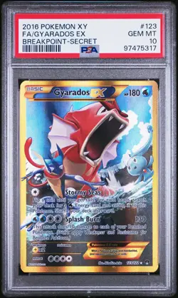 2016 POKEMON XY BREAKPOINT SECRET #123 FULL ART/GYARADOS EX PSA 10 - Image 1