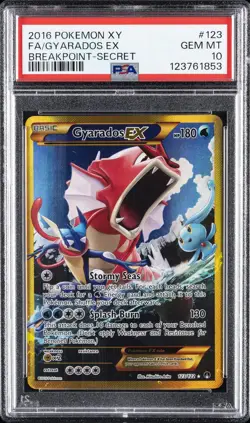 2016 POKEMON XY BREAKPOINT SECRET #123 FULL ART/GYARADOS EX PSA 10 - Image 1