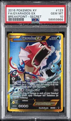 2016 POKEMON XY BREAKPOINT SECRET #123 FULL ART/GYARADOS EX PSA 10 - Image 1