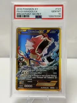 2016 POKEMON XY BREAKPOINT #123/122 GYARADOS EX FULL ART SECRET RARE - PSA 10 - Image 1