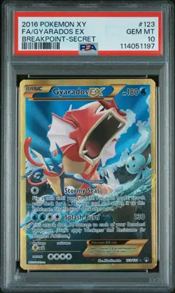 2016 POKEMON XY BREAKPOINT SECRET #123 FULL ART/GYARADOS EX PSA 10 - Image 1