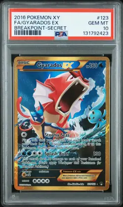 2016 POKEMON XY BREAKPOINT SECRET #123 FULL ART/GYARADOS EX PSA 10 - Image 1