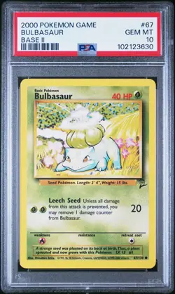Pokemon Base 2 # 67 Bulbasaur PSA 10 Card GEM MINT! Trusted Seller Free Shipping - Image 1