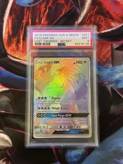 Pokemon Lugia GX TCG Secret Rare Card SM Lost Thunder 227/214 PSA 9 Mint Rainbow - Image 1