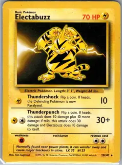 Electabuzz 20/102 Non Holo Base Set - Pokemon Card - LP - Image 1