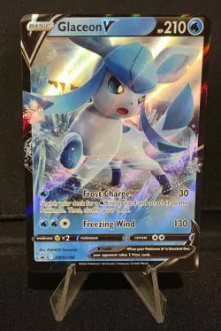 Miscut Glaceon V Pokemon Card SWSH196 - Full Alignment Dot on Back - Image 1