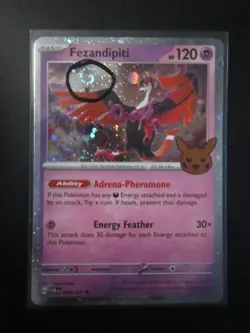 FEZANDIPITI HOLO POKEMON CARD 096/167 TRICK OR TRADE W/ SWIRL NEVER PLAYED NM- - Image 1