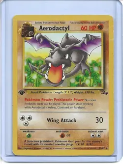 1st Edition Aerodactyl 16/62 Fossil Set Pokemon Card - Near Mint - Image 1