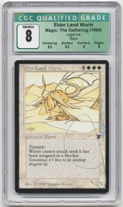 Graded Signed Elder Land Wurm CGC 8 Legends Artist Quinton Hoover 1994 MTG Magic - Image 1
