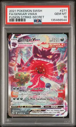 2021 POKEMON SWORD & SHIELD FUSION STRIKE SECRET FULL ART/GENGAR VMAX PSA 10 - Image 1
