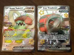 Pokemon Great Tusk ex 072 Iron Treads 073 Promo Paldean Fates Stamped Holo Set - Image 1