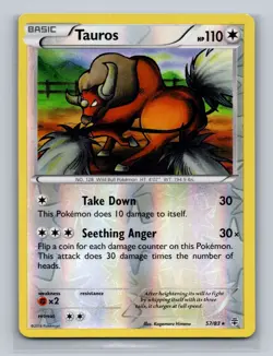 (2x) Pokemon Tauros 57/83 1x Reverse Holo & 1x Non Holo Generations LP - Image 1