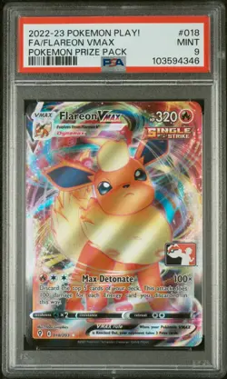 PSA 9 MINT Flareon VMAX 018/203 Prize Pack Series Card Pokemon Promo Holo - Image 1
