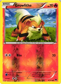 Pokemon TCG Reverse Holo Growlithe 10/122 XY BREAKpoint Common MP - Image 1
