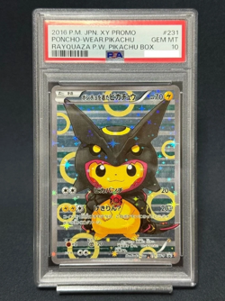 PSA9 Poncho Wearing Pikachu Black Rayquaza 2016 Pokemon Japanese XY Promo #231 - Image 1