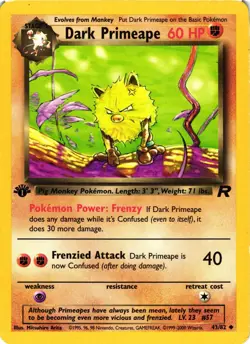 Pokemon TCG Dark Primeape 43/82 1st Edition Team Rocket LP - Image 1