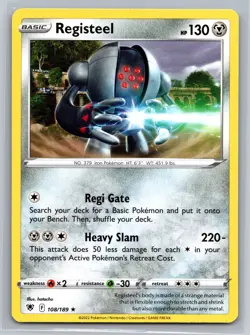 Registeel 108/189 Astral Radiance Rare Metal Type Pokemon Card - Image 1