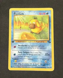 Pokemon Psyduck LV.15 100/132 - Secret Wonders & Psyduck 1st Ed. 53/62 - Fossil - Image 3