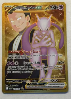 Pokemon Destined Rivals Team Rocket's Mewtwo EX 240/182 Gold Hyper Rare SV10 - Image 1