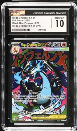 POKEMON CGC 10 GEM MINT MEGA CHARIZARD X EX UPC 023 BLACK STAR PROMO - Image 1