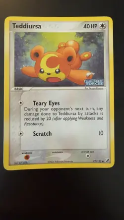 Pokemon TCG Teddiursa EX Unseen Forces 77/115 Stamped Reverse Holo - Image 1