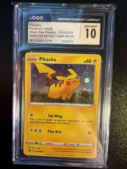 Pokemon GRADED 2020 Pikachu Darkness Ablaze Black Star Promos 10 CGC English - Image 1