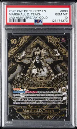 2025 ONE PIECE OP12-LEGACY OF THE MASTER 3RD ANV-GOLD MARSHALL D. TEACH PSA 10 - Image 1