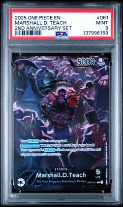 2025 ONE PIECE ENGLISH VERSION 2ND ANNIVERSARY SET #081 MARSHALL D. TEACH PSA 9 - Image 1