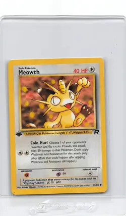 Meowth 62/82 - 1ST EDITION - Team Rocket - VINTAGE WOTC Pokemon CARD - NM - Image 1