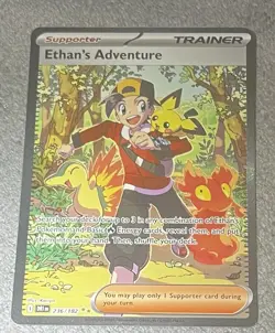 Pokemon TCG Destined Rivals Ethan's Adventure Full Art Trainer Card 236/182 Sir - Image 1