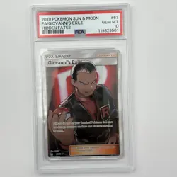 Giovanni's Exile Full Art 67/68 PSA 10 Gem Mint Hidden Fates Pokemon Card - Image 1