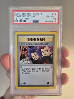 PSA 10 Pokemon TCG Here Comes Team Rocket 1st Edition Holo Rare 15/82 Vintage - Image 1