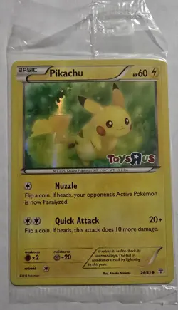 2016 Pokemon Pikachu TCG Stamped Holo Promo Card 26/83 Toys R US Sealed NM - Image 1