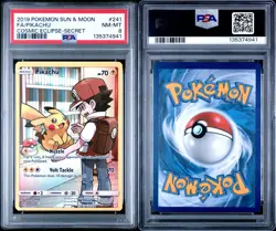 Pikachu 241 PSA 8 Secret Rare Full Art Cosmic Eclipse SM Pokemon TCG 2019 NM-MT - Image 3