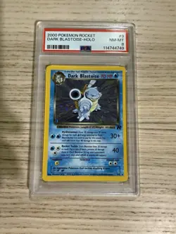 2000 Pokemon Team Rocket Dark Blastoise Holo 3/82 PSA 8 NM-MT Vintage WOTC - Image 1