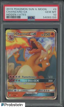 2019 Pokemon Sun & Moon Hidden Fates #9 Charizard Gx PSA 10 GEM MINT - Image 1