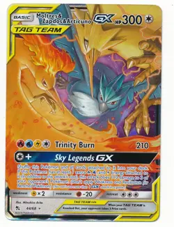 2019 POKEMON SUN & MOON HIDDEN FATES #44 MOLTRES & ZAPDOS & ARTICUNO GX MINT - Image 1