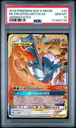 PSA 10 2018 Pokemon Sun & Moon Hidden Fates #44 Moltres & Zapdos & Articuno GX - Image 1