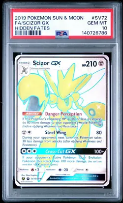 Pokemon Sun & Moon Hidden Fates Shiny Scizor GX SV72 PSA 10 GEM MINT - Image 1
