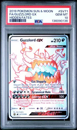 2019 POKEMON SUN & MOON HIDDEN FATES #SV71 FULL ART/GUZZLORD GX PSA 10 - Image 1