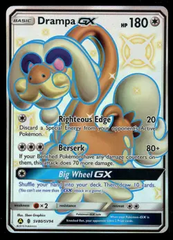 Pokemon Drampa GX SV80/SV94 Sun & Moon Hidden Fates Shiny Vault DAMAGED - Image 1