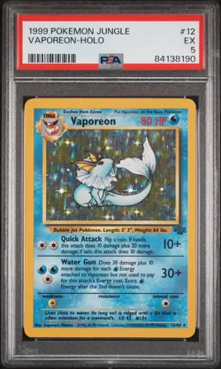 1999 POKEMON JUNGLE VAPOREON HOLO 12/64 PSA 5 - Image 1
