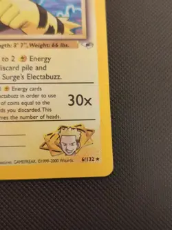 Pokemon Card Lt. Surge's Electabuzz 6/132 Gym Heroes Holo Rare HP/DMG - Image 4