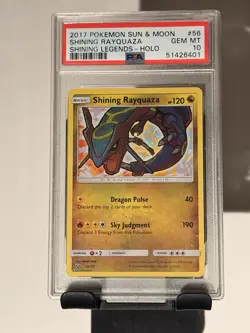 Pokemon TCG Shining Rayquaza Holo Rare Card Shining Legends 56/73 PSA 10 - Image 1