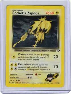 Rocket's Zapdos 15/132 Gym Challenge Holo Rare Pokemon Card - MP Condition - Image 1