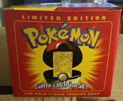 Pikachu Pokemon 23k Gold-Plated Trading Card&Pokeball New Limited Edition 1999 - Image 1
