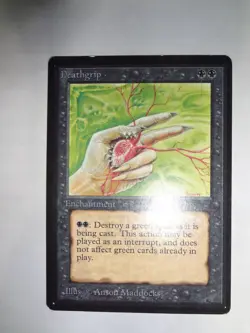 MTG MAGIC THE GATHERING CARD ORIGINAL BETA BLACK DEATHGRIP ENCHANTMENT UNCOMMON - Image 1