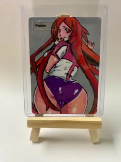 Magic MTG Altered Painted Wastes Land Officer Anime Girl - Image 1