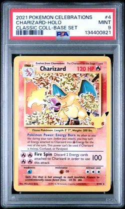 2021 POKEMON CELEBRATIONS CLASSIC COLL #4 CHARIZARD-HOLO PSA 9 - Image 1